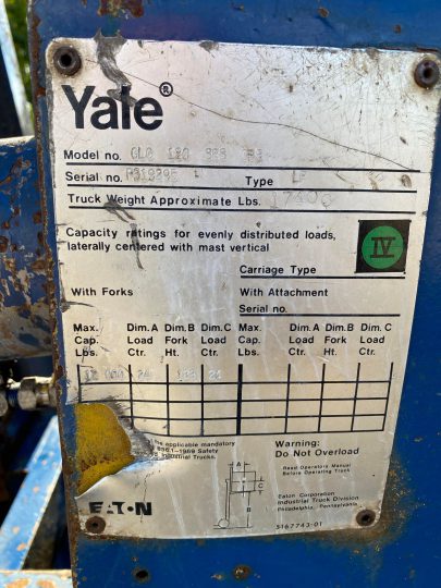 Yale-GLC120SBS096 -Propane-Cushion-Tired-Fork-Lift-Truck