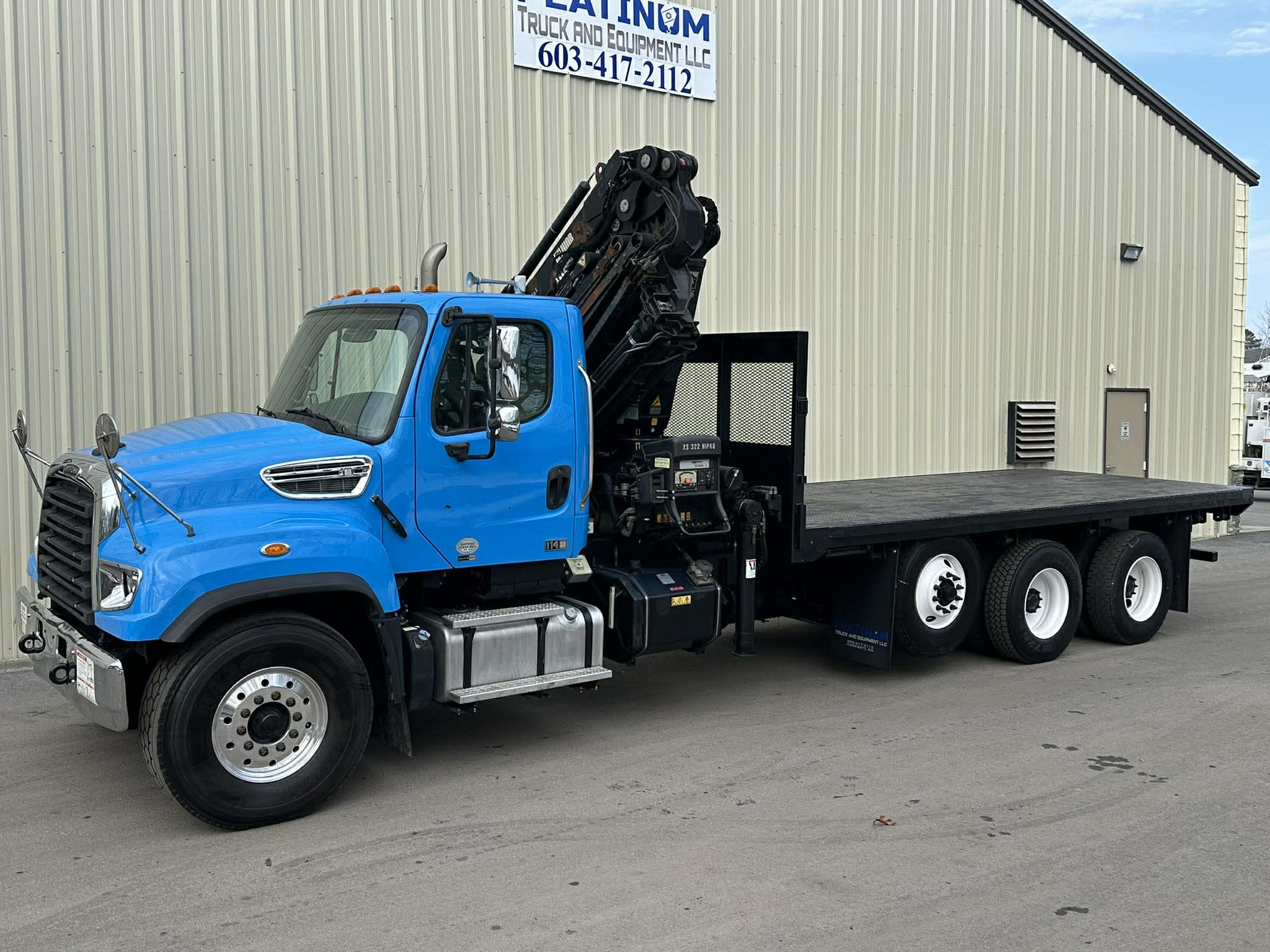 2014-Freightliner-114SD-Hiab-Knuckle-Boom-Crane-Truck-Cormach-Palfinger-Knuckle Crane-Diesel-Automatic-18 Speed-Form Truck-Concrete-Crane